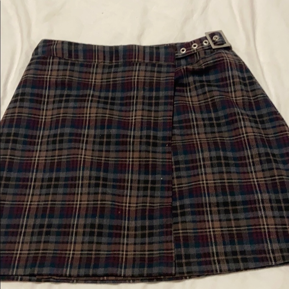 Brandy Melville Plum Plaid Emerson Skirt